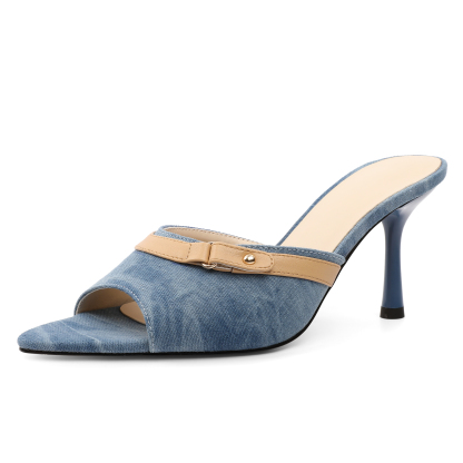 SAMMITOP 3.5 Inch Textured denim blue with a casual-chic vibe, adds a laid-back edge to your look