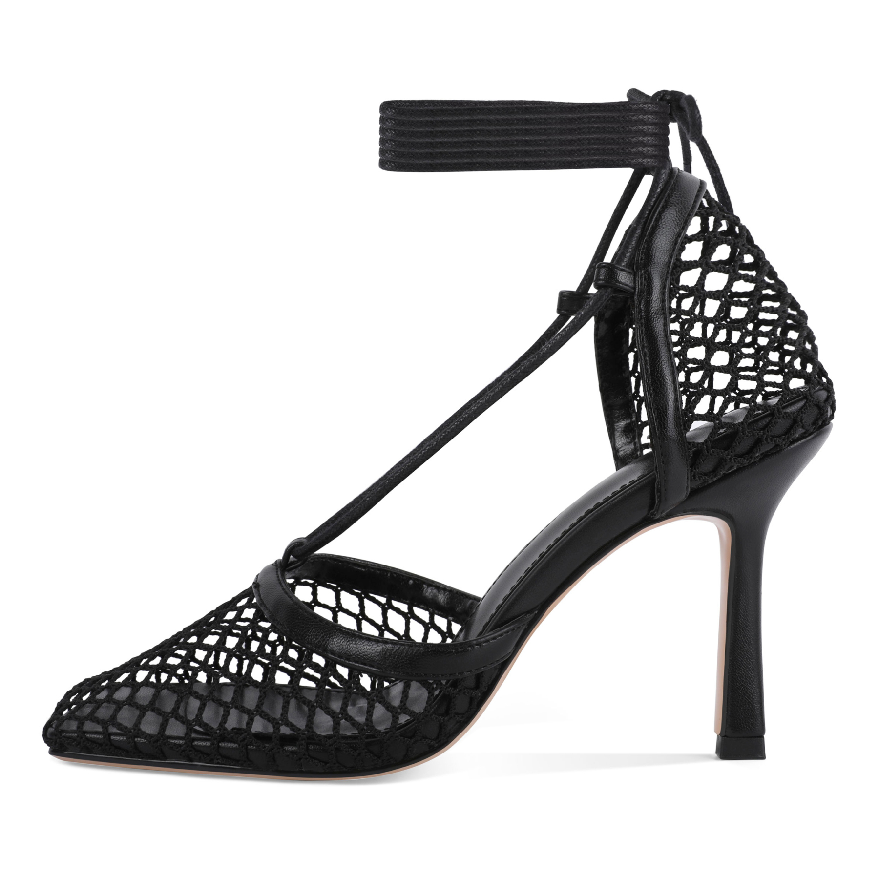 Side view of mesh upper with square closed toe design