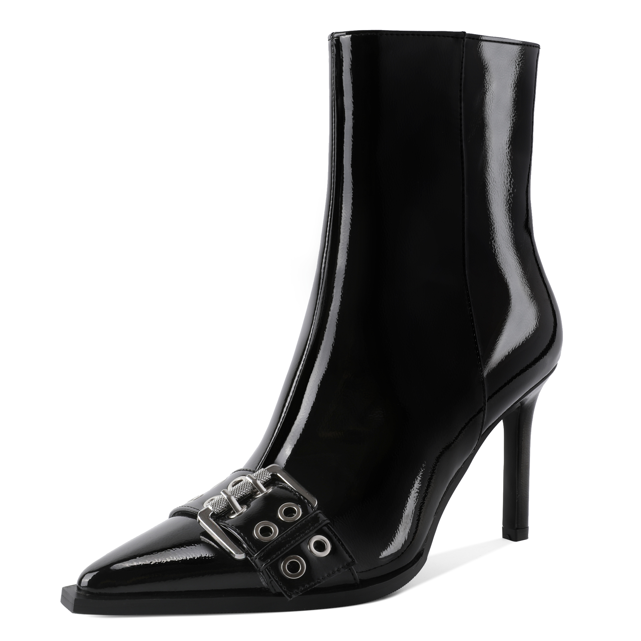 SAMMITOP 3.5" High Heel Pointed Toe Booties with Buckle – Sammitop