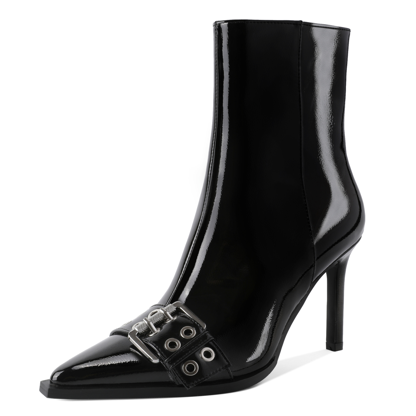 SAMMITOP 3.5" High Heel Pointed Toe Booties with Buckle – Sammitop