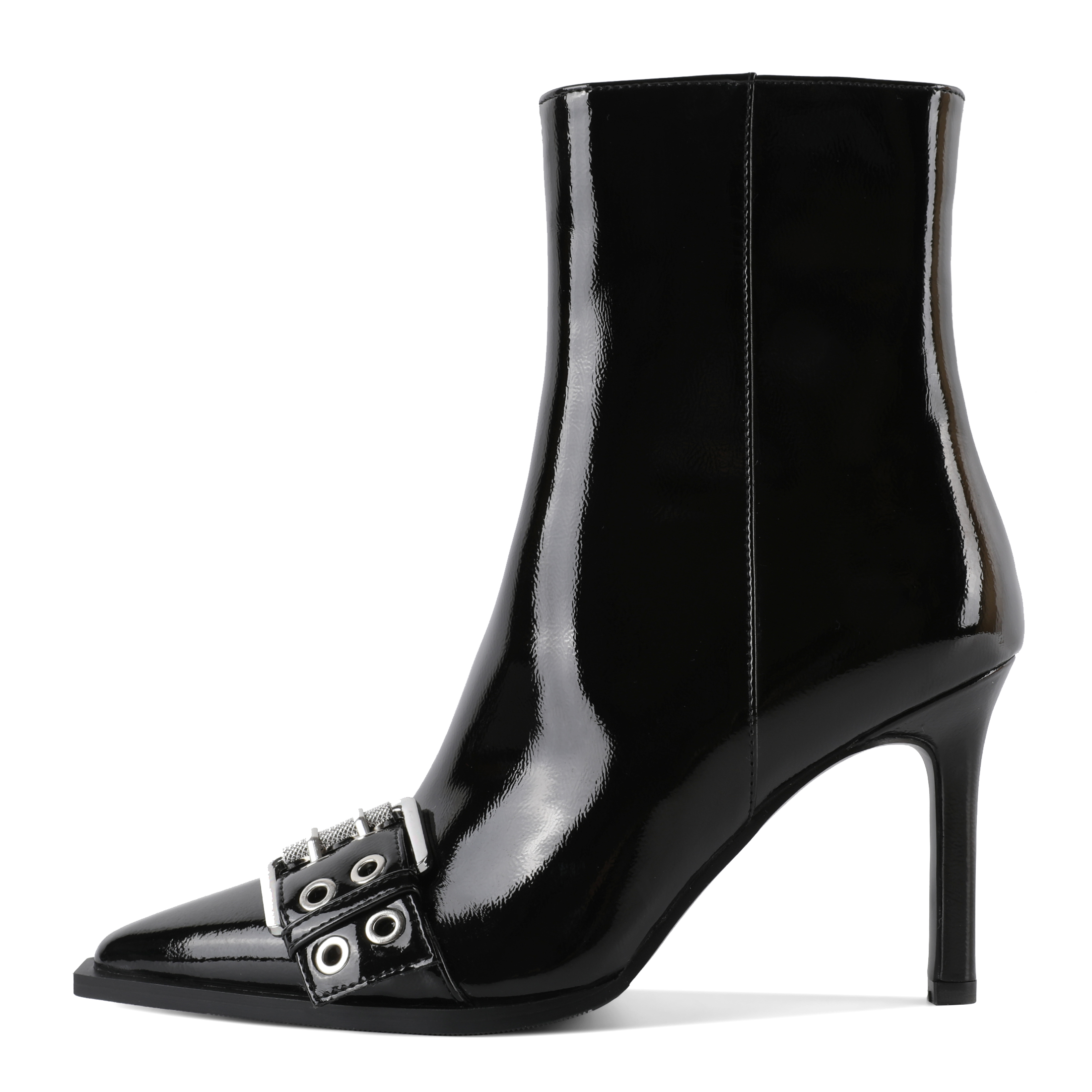 SAMMITOP 3.5" Women’s High Heel Buckle Ankle Boots with Pointed Toe