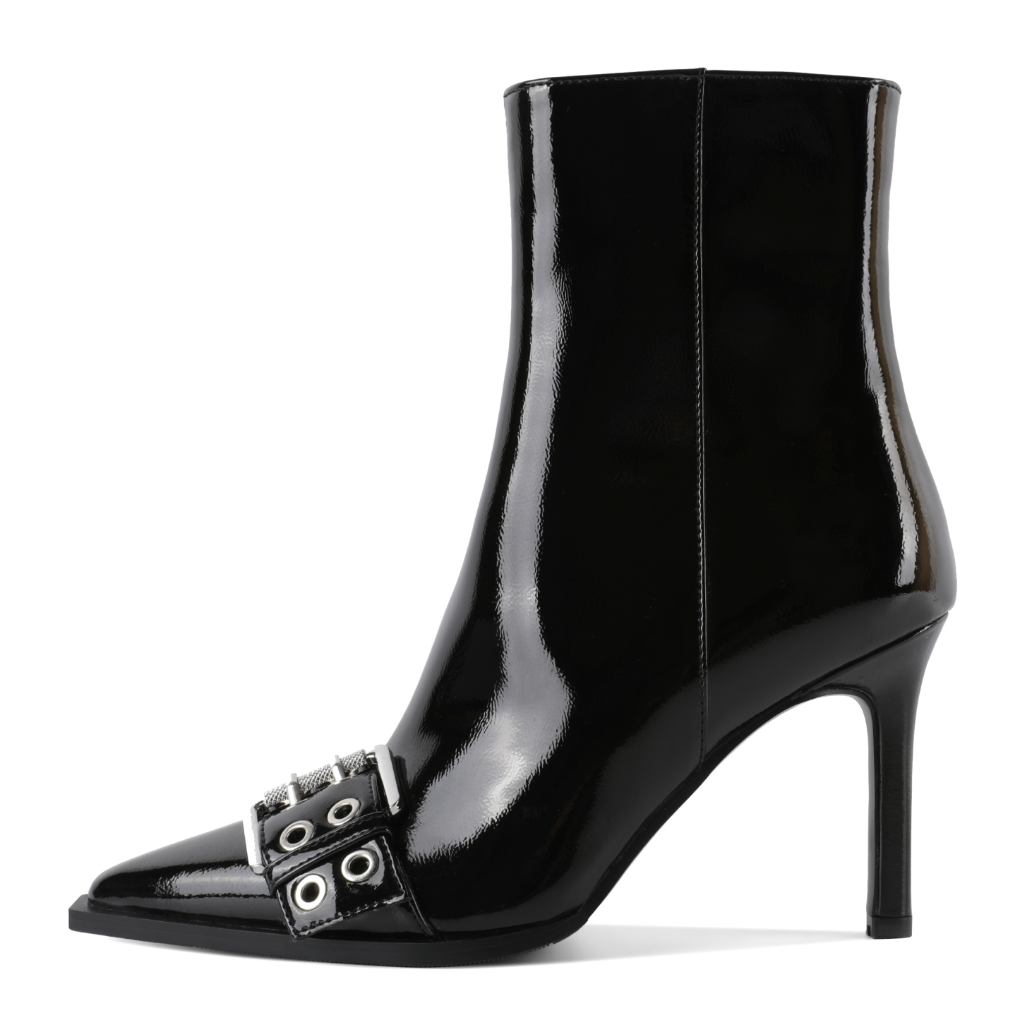 SAMMITOP 3.5" Women’s High Heel Buckle Ankle Boots with Pointed Toe