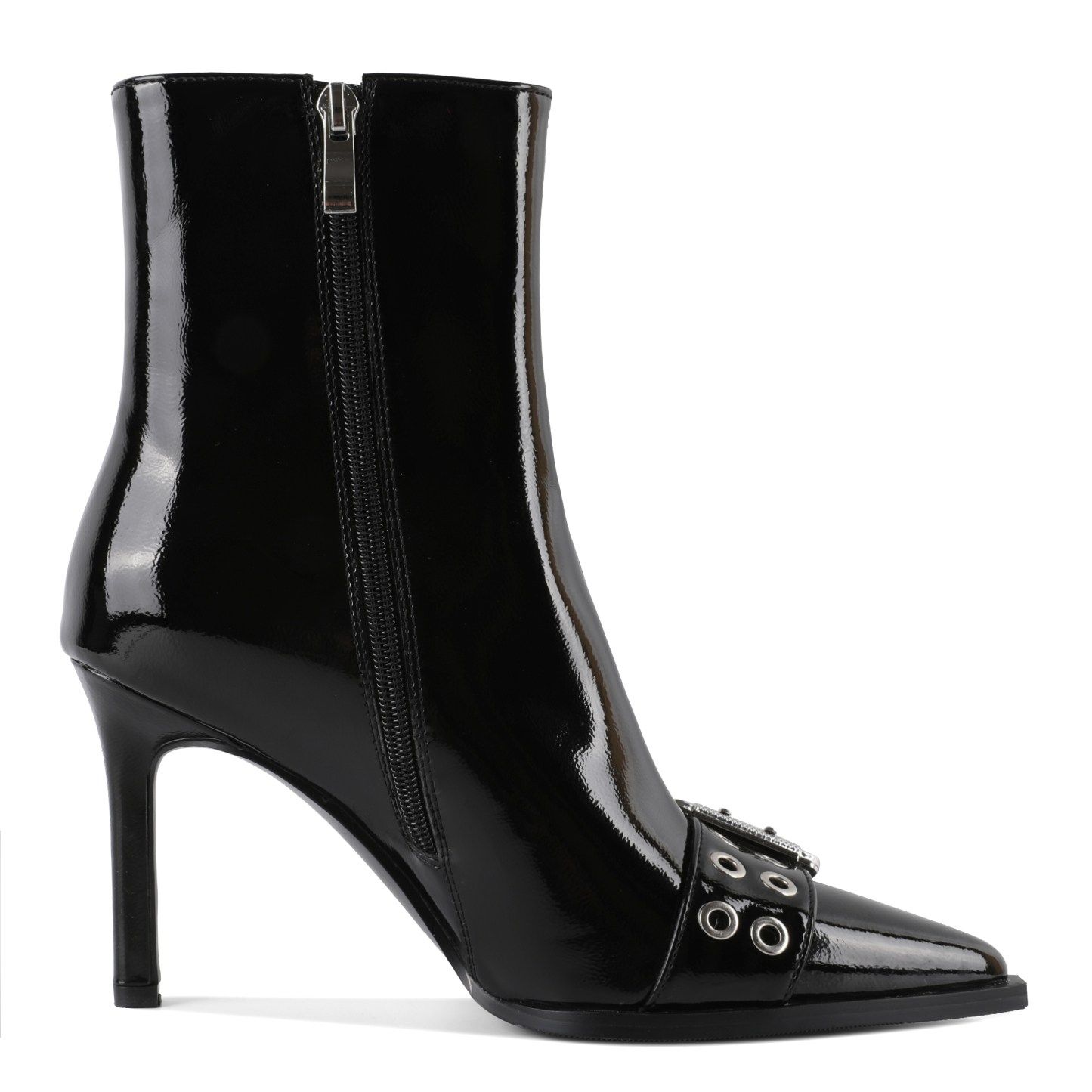 SAMMITOP 3.5" Pointed Toe Eyelets Buckles Ankle Boots