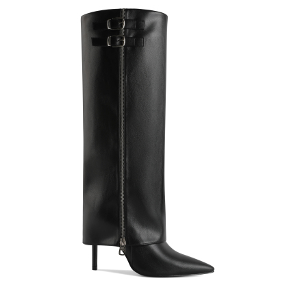 SAMMITOP 3.5 Inch Fold Over Knee High Boots