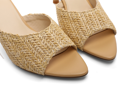 Macro shot of the woven material texture for an artisanal, handcrafted look