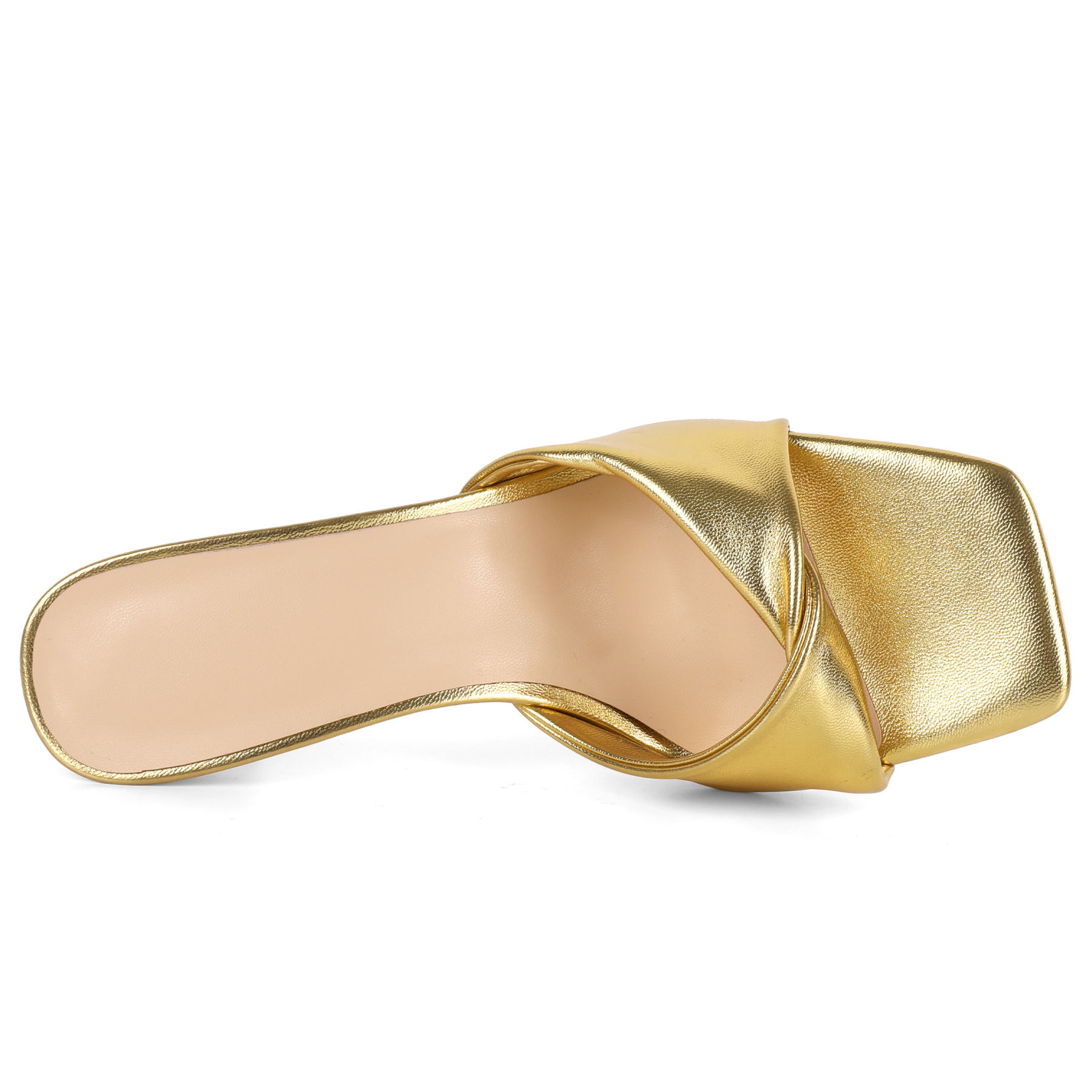 SAMMITOP 3 Inch Top-down view of square open toe mule with padded insole