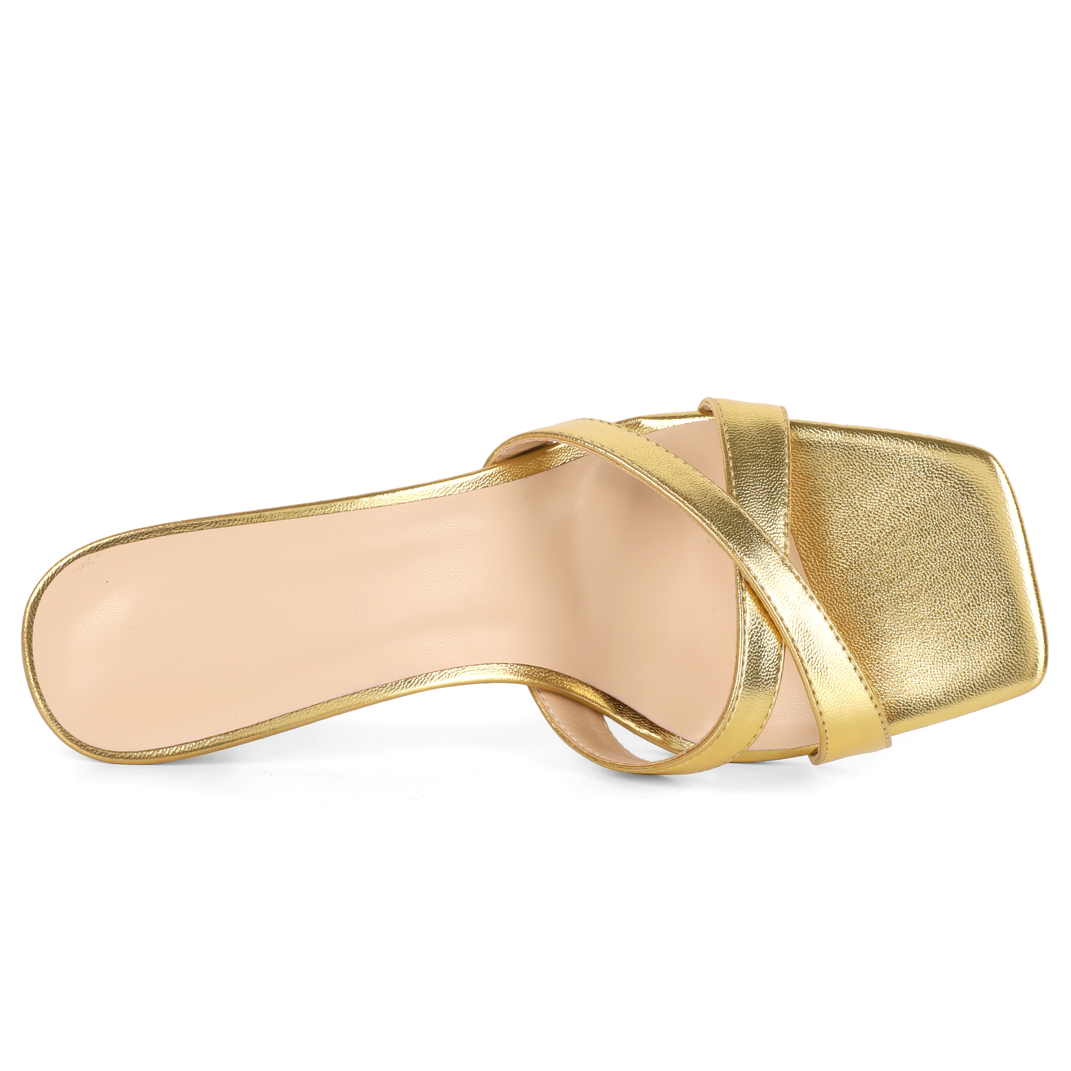 Overhead view showing cross-strap detail and footbed shape