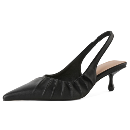 SAMMITOP Black 2-inch slingback kitten heels, pointed toe pumps for women size 5–13