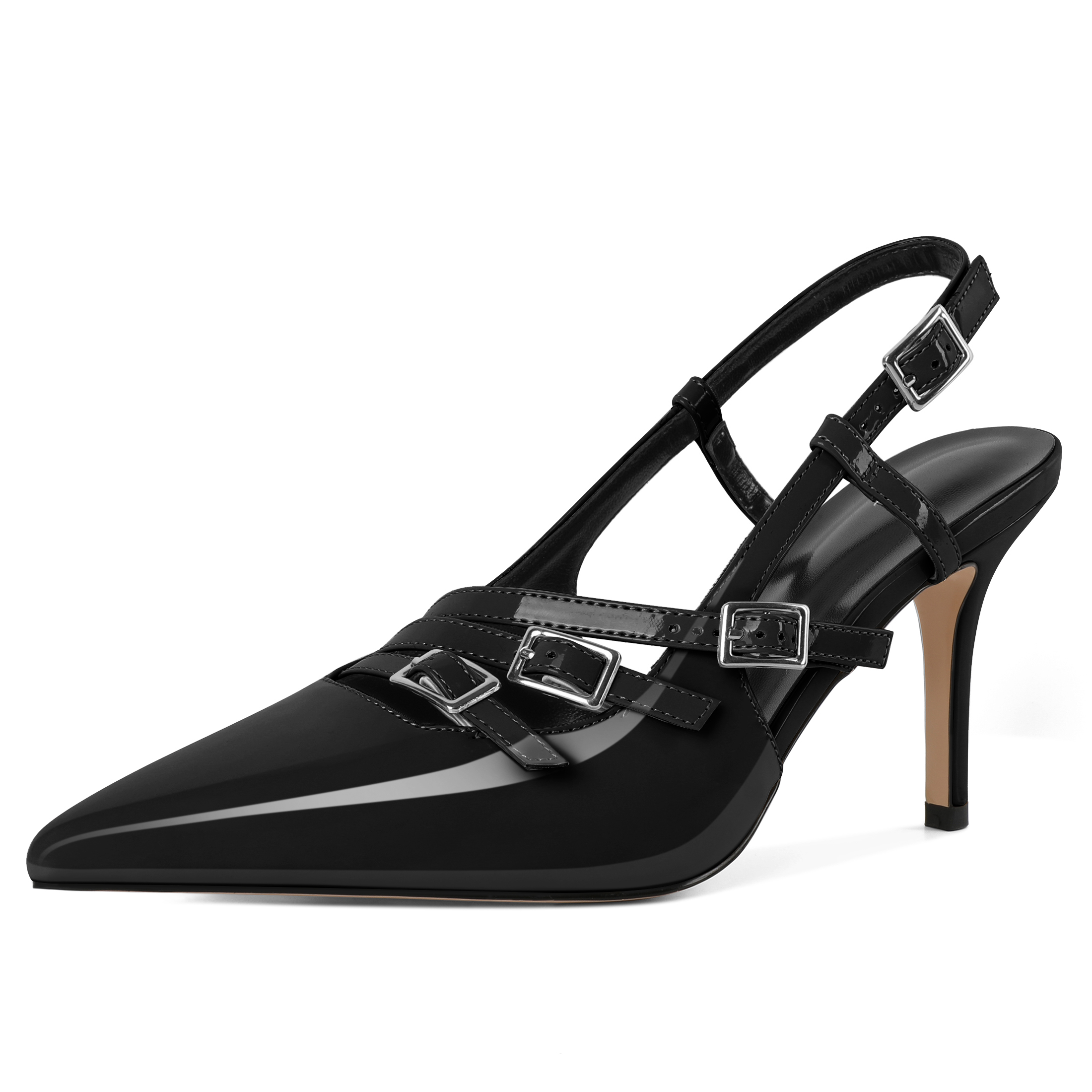 SAMMITOP Black pointed toe slingback heels, 3.5-inch stiletto, size 5–13 women’s dress pumps
