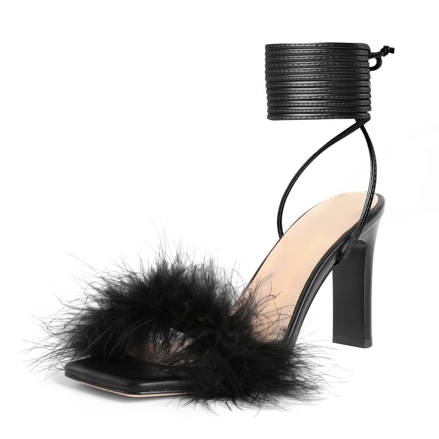 SAMMITOP Black Strappy Chunky Heels stylish women’s sandals"