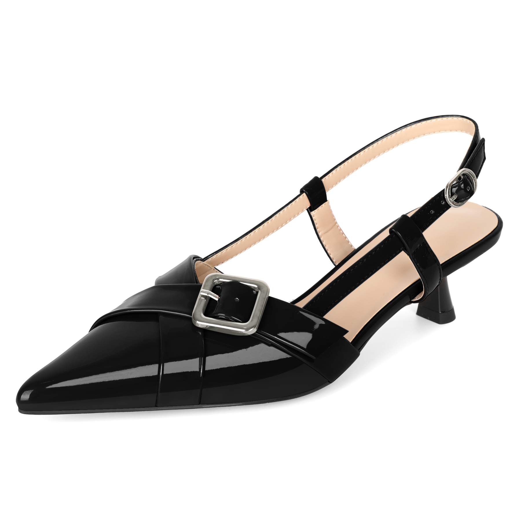 SAMMITOP 1.8 Inch Sleek black pointed toe with vintage charm