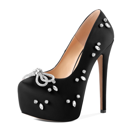 Classic black with full rhinestone sparkle — bold, chic, and endlessly versatile for night outs or formal occasions.