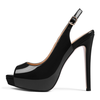 SAMMITOP Women's Peep Toe High Heel Slingback Pumps Platform Party Dress Shoes