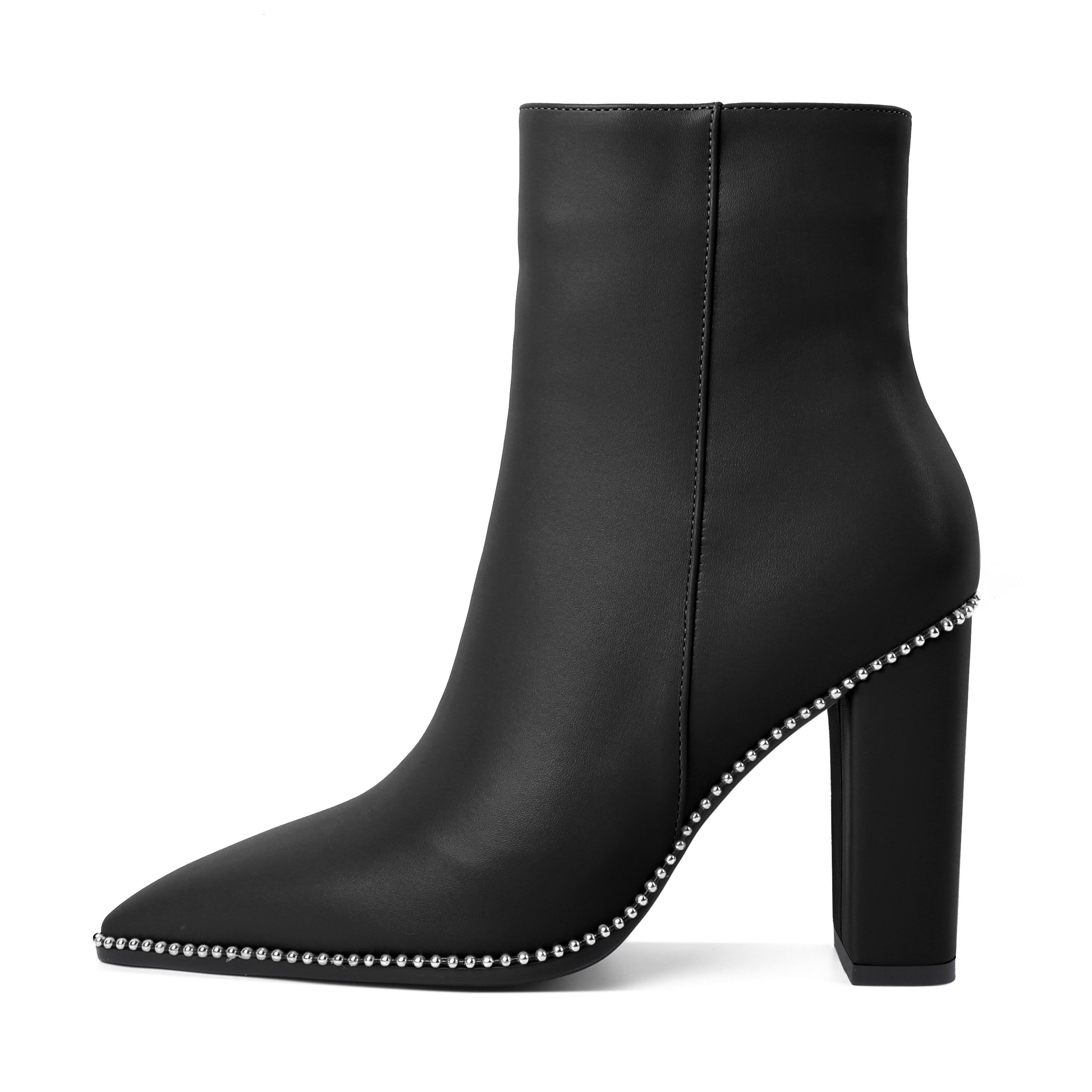 Macro shot of beaded embellishment on SAMMITOP ankle boots