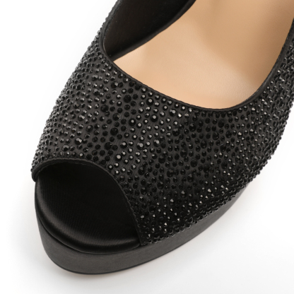 Top view showing peep-toe cut and padded footbed