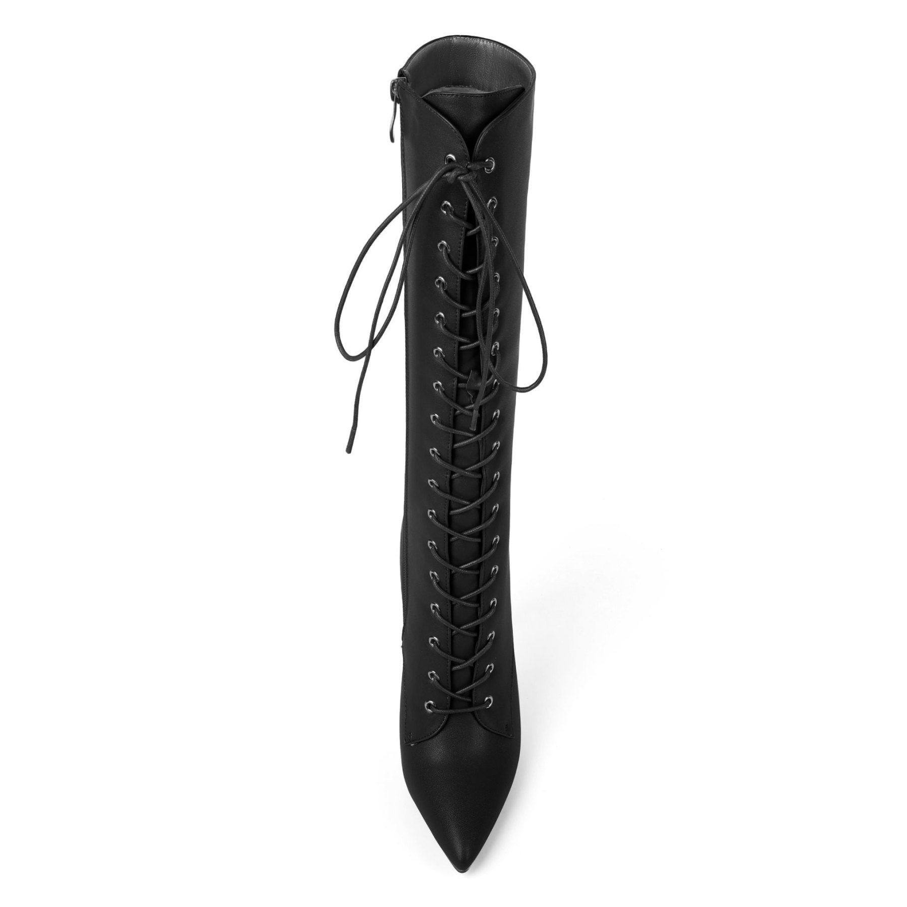 Front view of SAMMITOP knee-high lace-up boots showing full lace detail