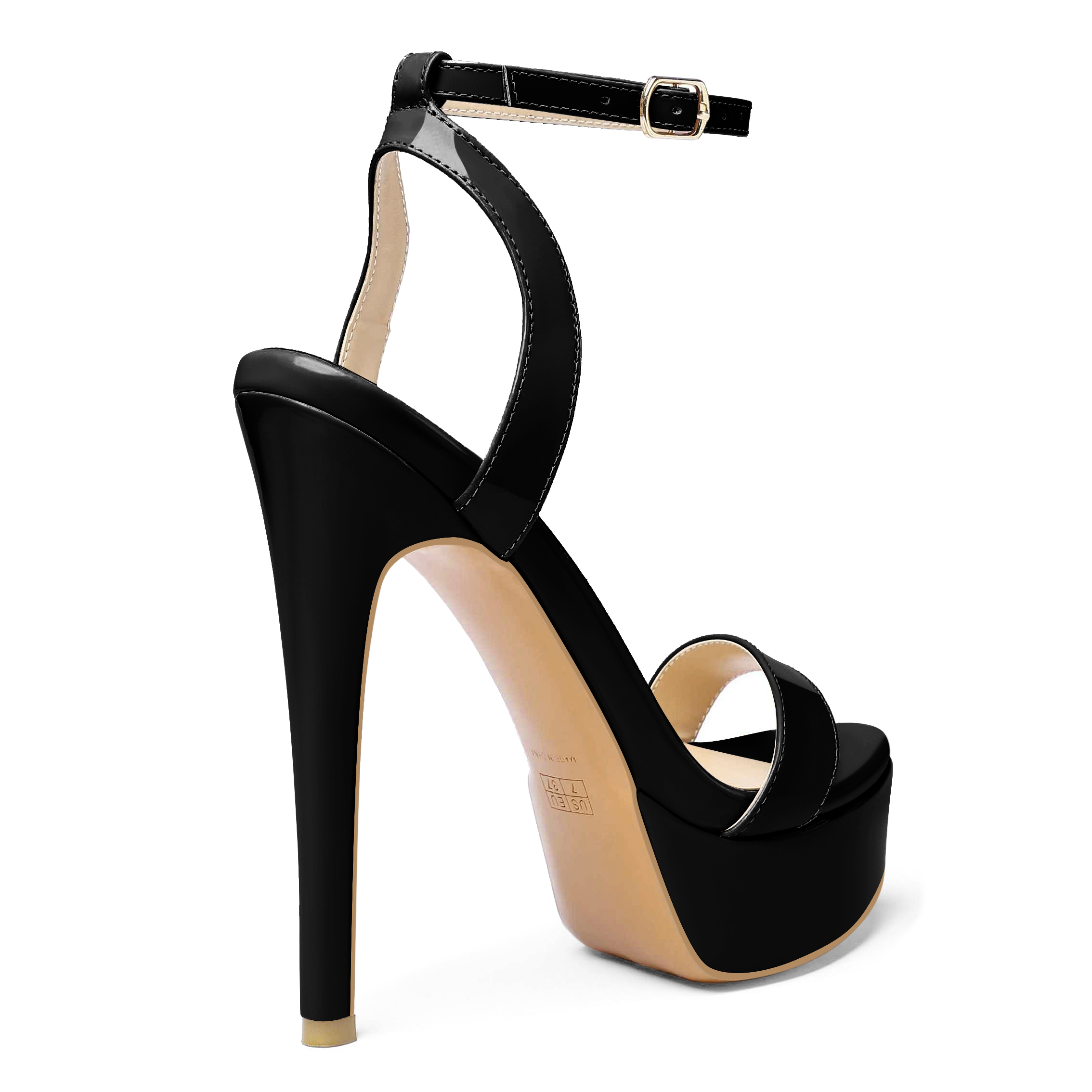 Back view of slim stiletto heel and ankle support