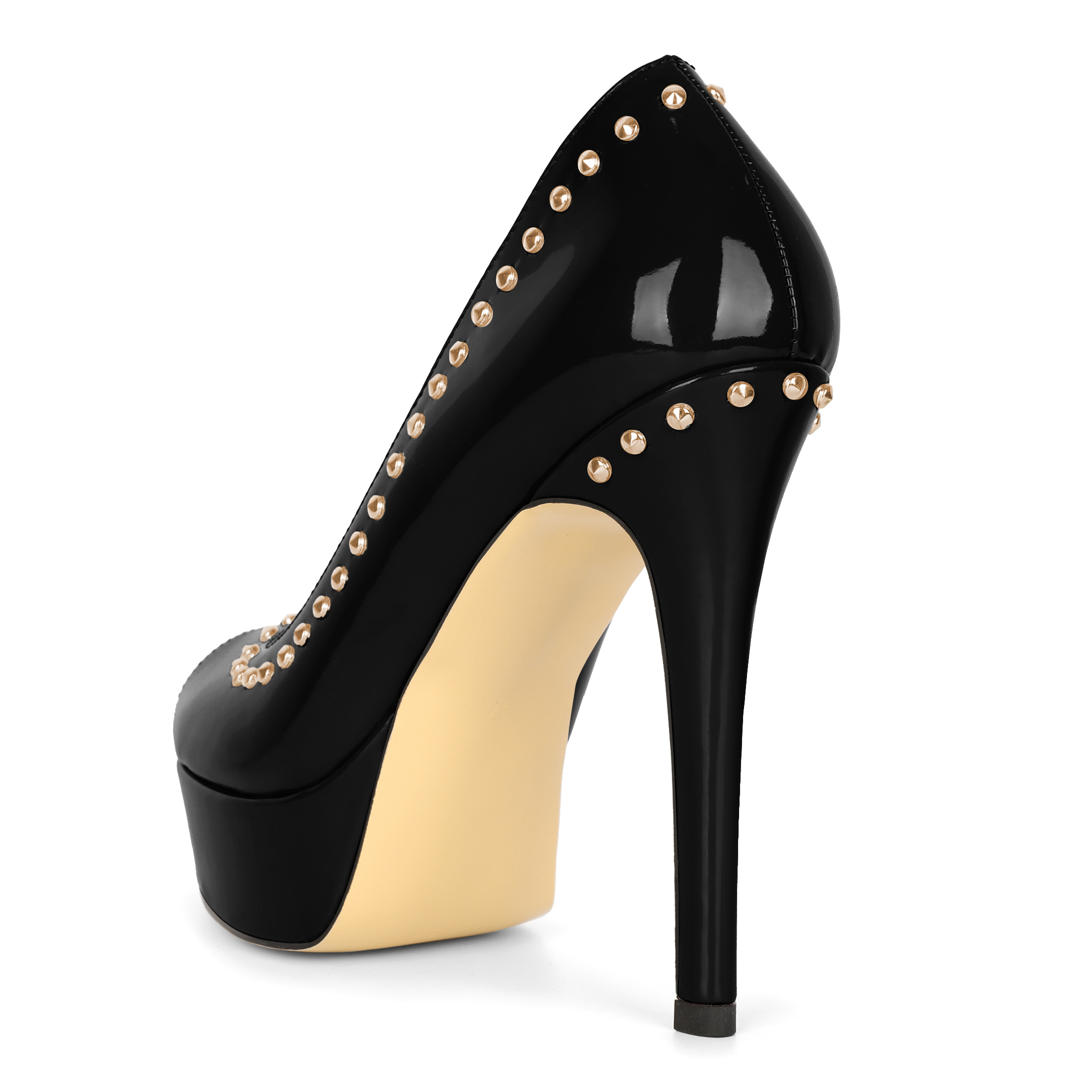 SAMMITOP 4.7 Inch Peep Toe Platform Pumps  Rear seam and stiletto heel shape