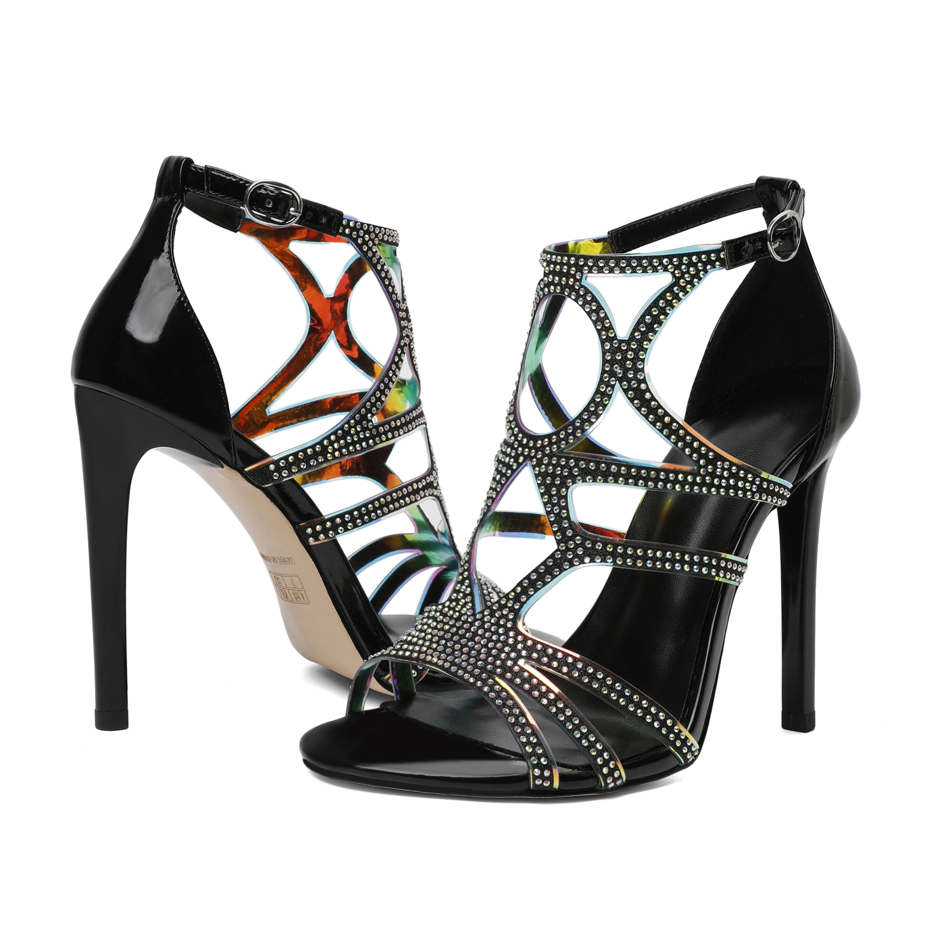 SAMMITOP 4 Inch Sparkly Stiletto Sandals for Dress Party