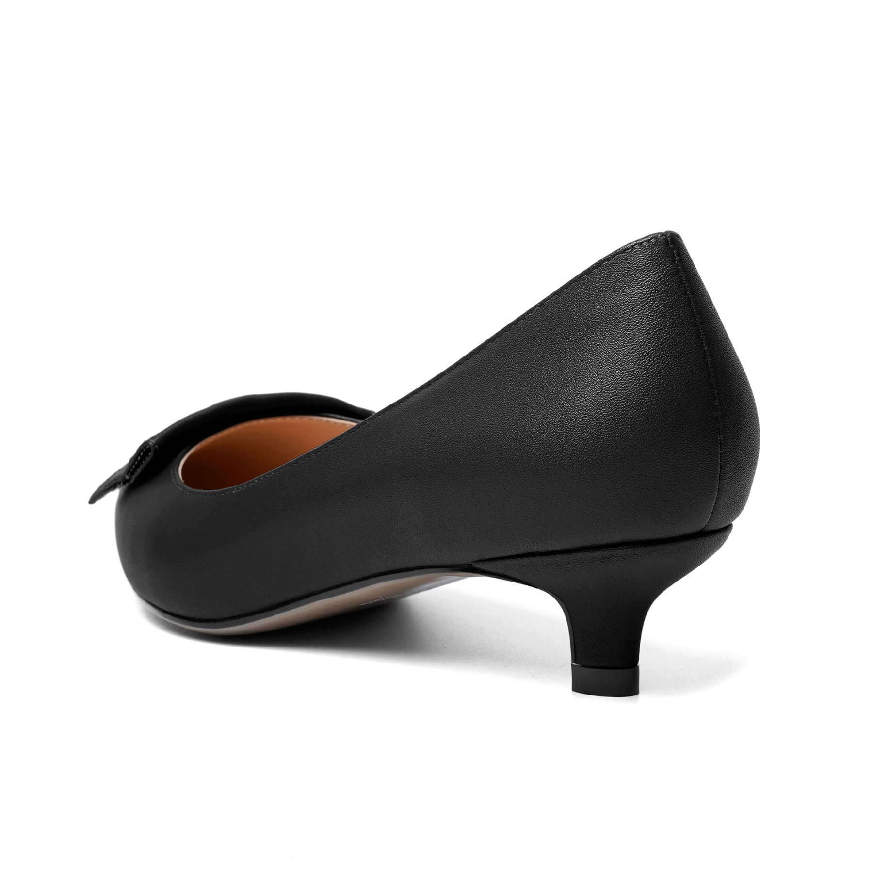 SAMMITOP  Low Kitten Heel Pumps – Pointed Toe Slip-On Bow Shoes for Work or Events