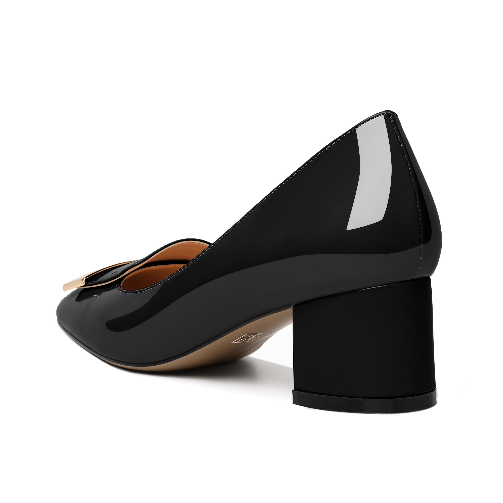 SAMMITOP  Low Block Heels Pumps Square Toe Chunky Heels Slip On 2 Inch 