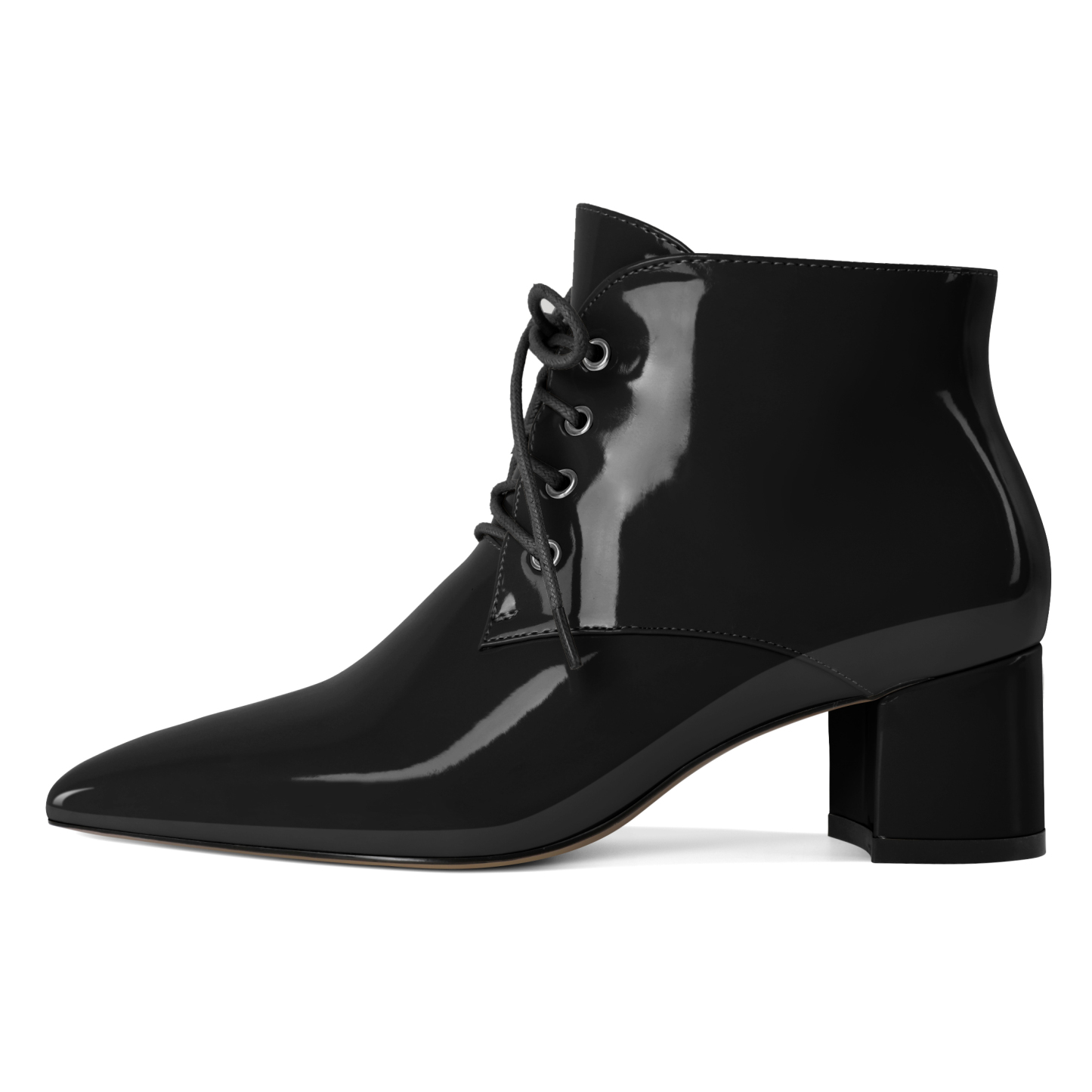 SAMMITOP Low Chunky Heel Ankle Boots Pointed Toe Lace Up 