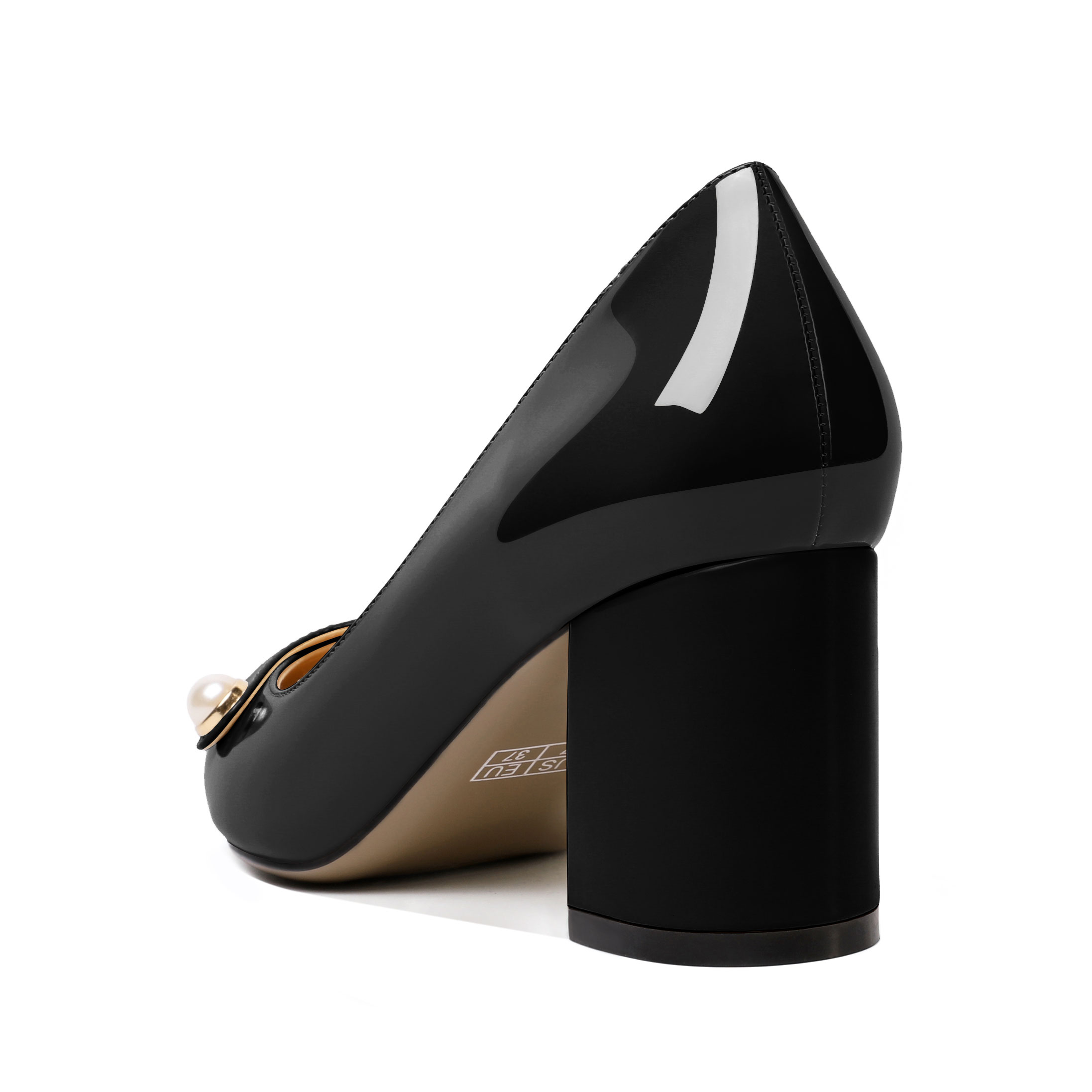 Detailed view of mid block heel design and clean finish – SAMMITOP