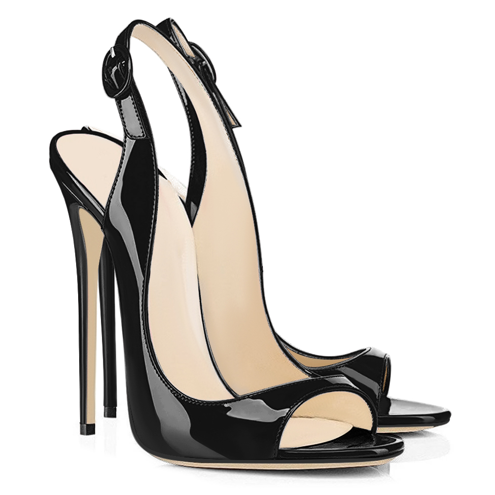 Front Angle (45° view): Highlight toe shape and slingback structure