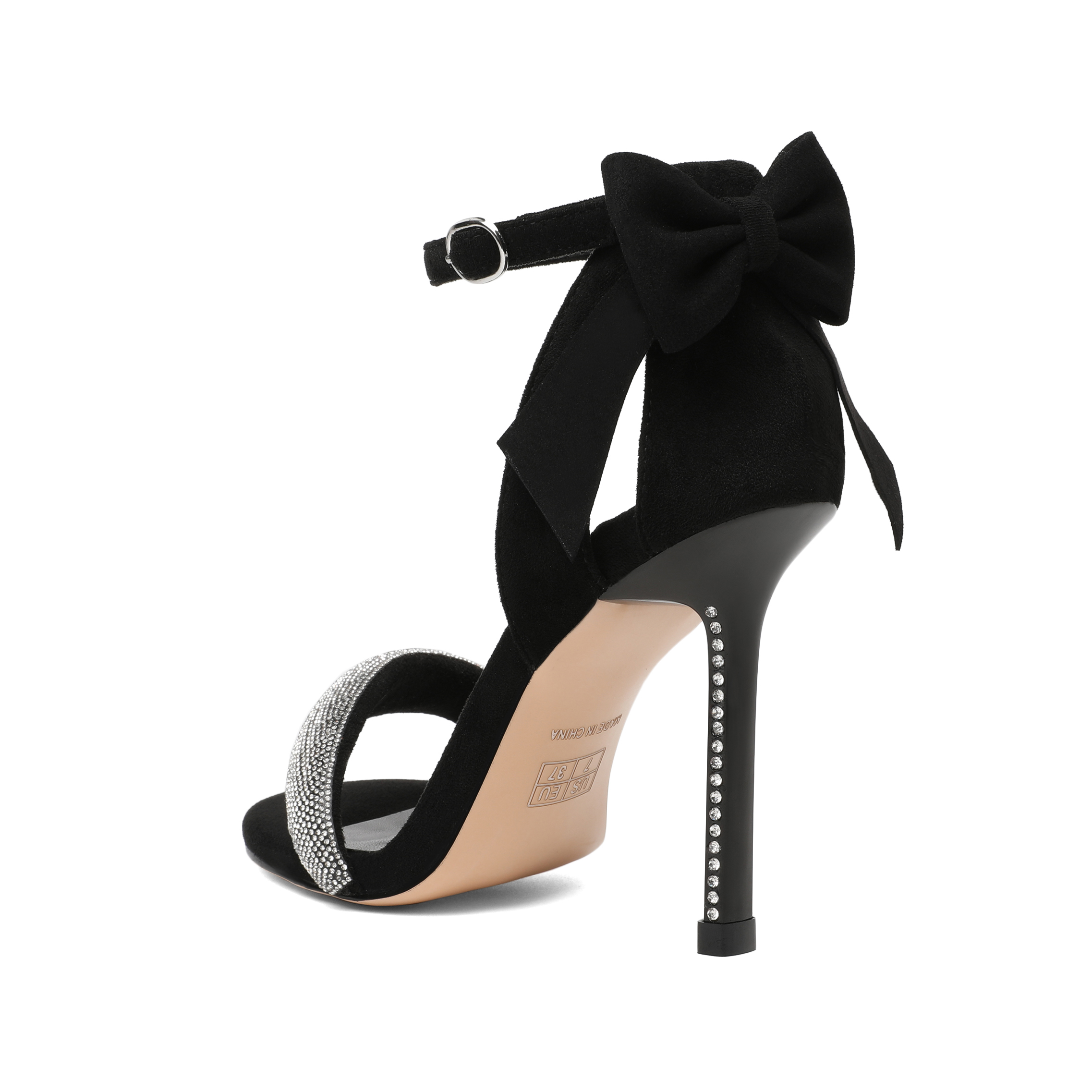 SAMMITOP 4.3 Inch Back view highlighting stiletto heel and bow tie