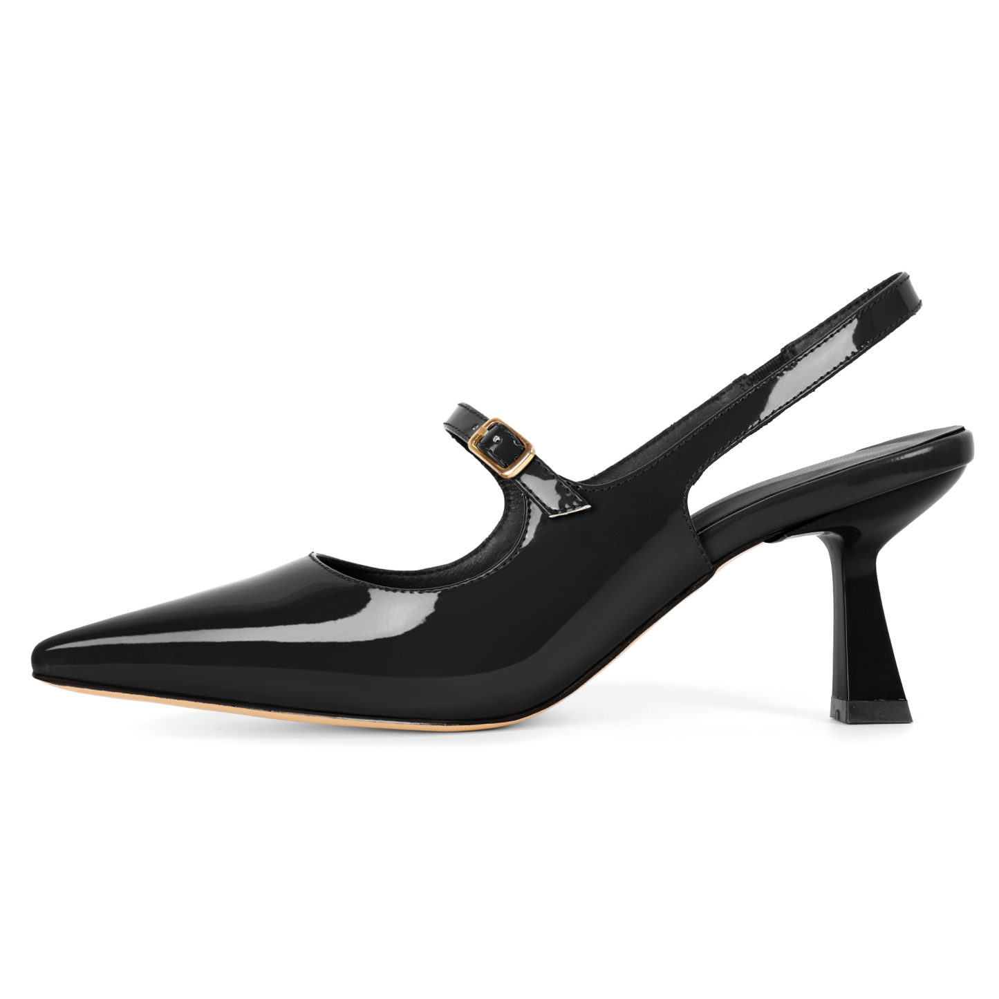 Side view of SAMMITOP  2.5 Inch Kitten Heel Pointed Toe Slingback Pumps  