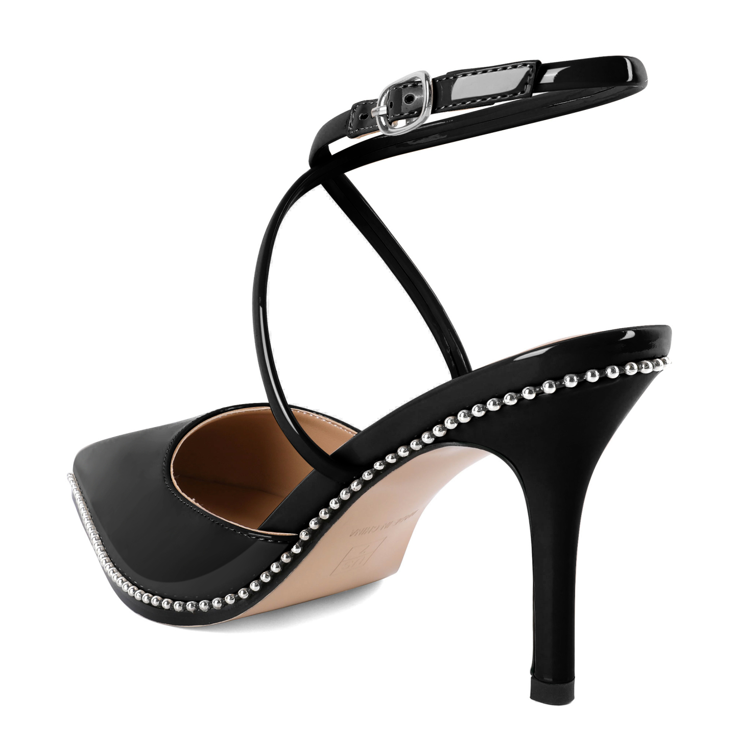 SAMMITOP 3.5 Inch Rear angle highlighting elastic slingback design and heel construction
