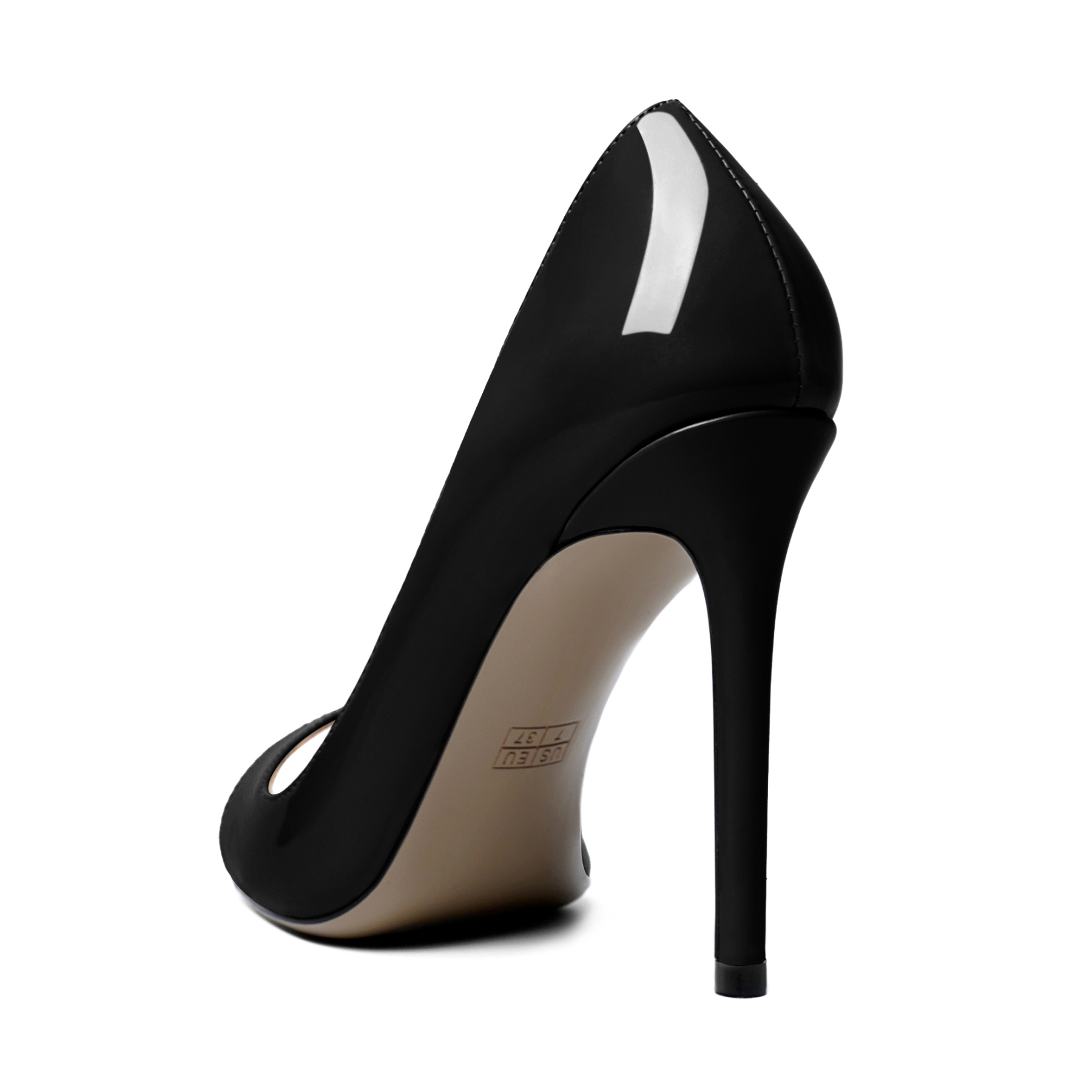 SAMMITOP 4 Inch Peep Toe Cut Out Pumps Rear shot showing slingback strap and heel counter firmness