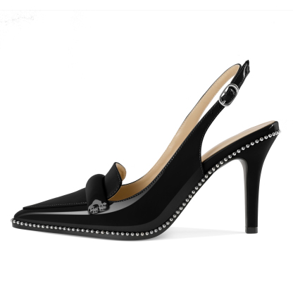 SAMMITOP Women's Slingback Beaded Stiletto Heels – Elegant Pointed Toe Slip-On Pumps