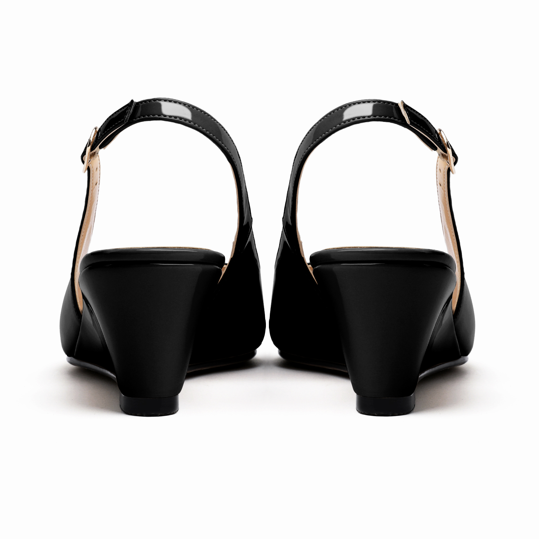 SAMMITOP Peep Toe Wedge Sandals Low Heel Pumps Open Toe Heeled Sandals Shoes