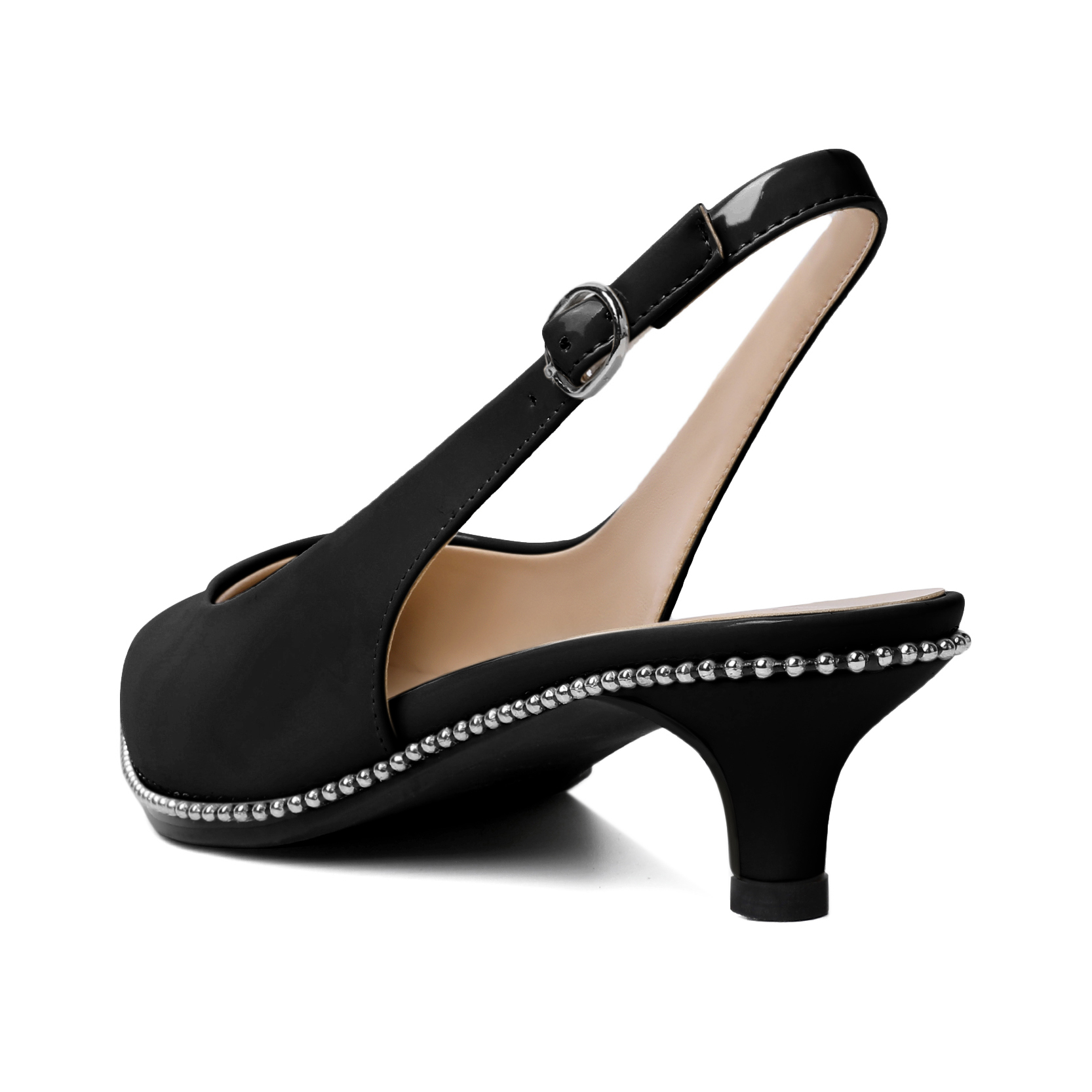 Back view of adjustable buckle and heel counter