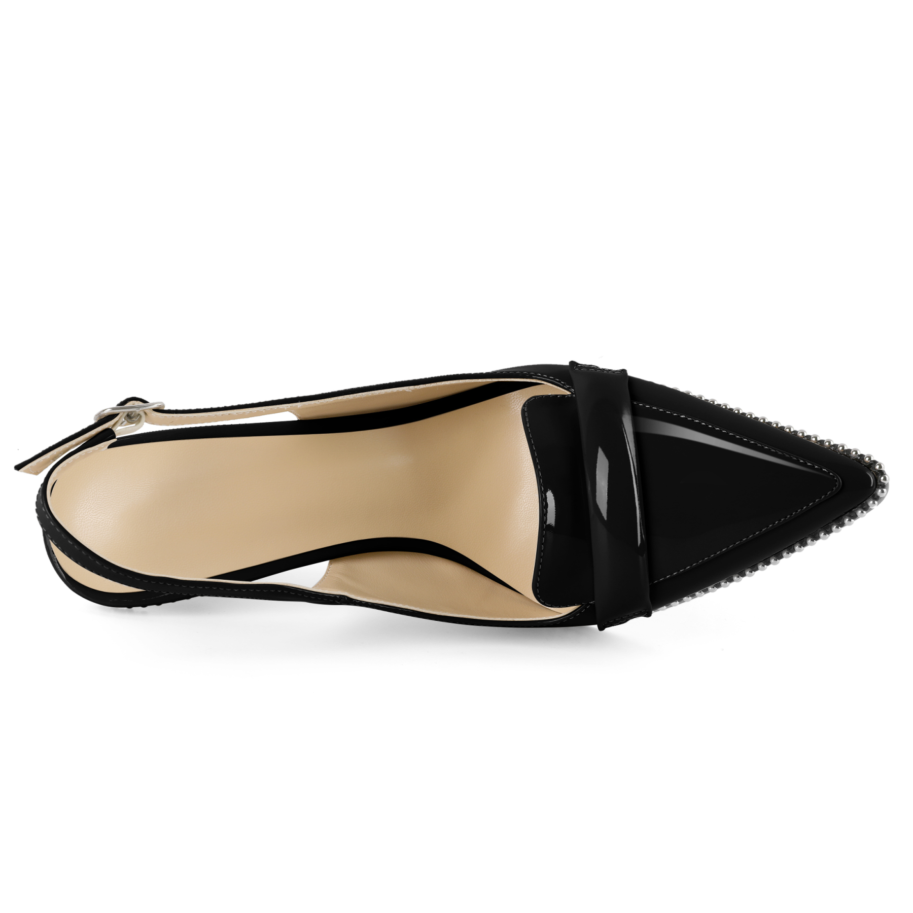 SAMMITOP Women's Slingback Beaded Stiletto Heels – Elegant Pointed Toe Slip-On Pumps