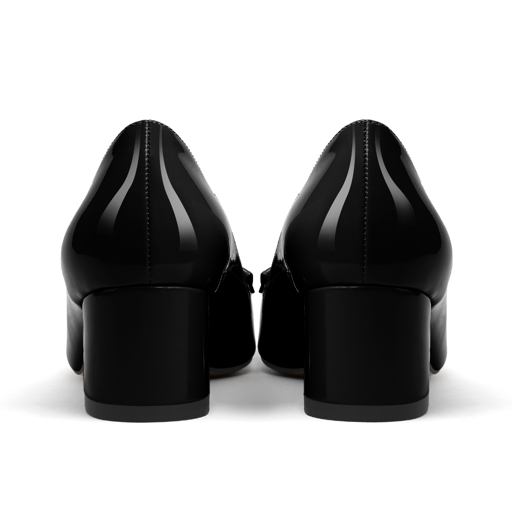 Back view of the heel showing structure and stitching