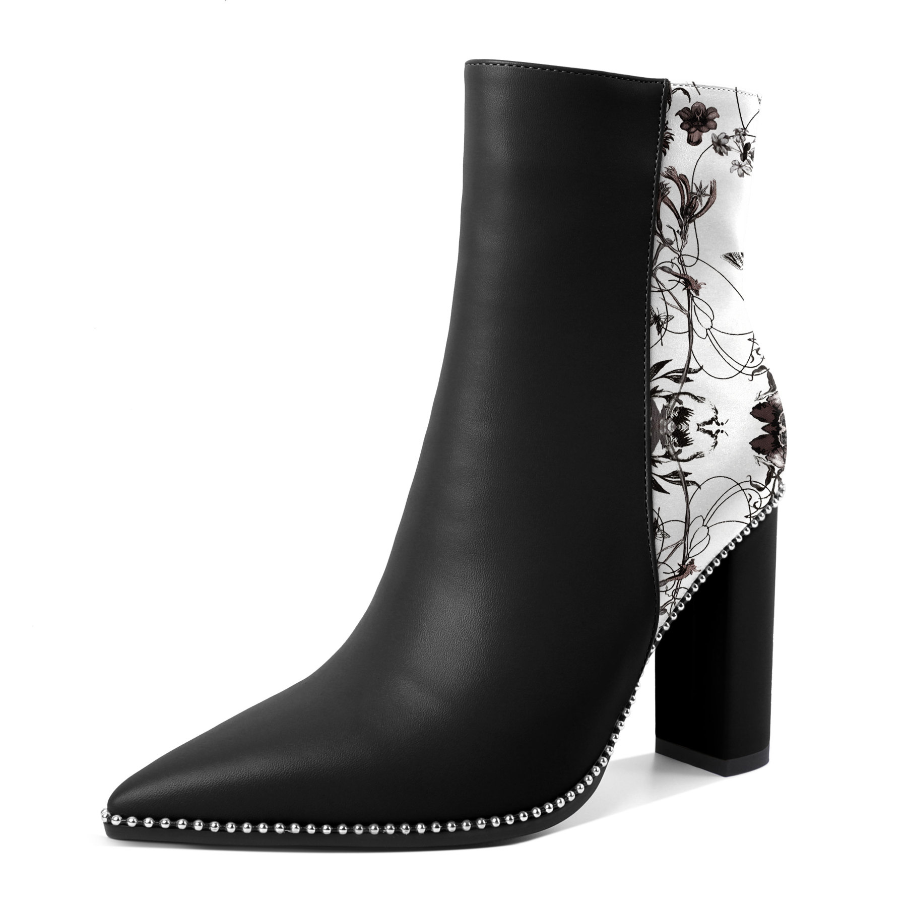 Black and white SAMMITOP boots with pointed toe