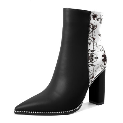 Black and white SAMMITOP boots with pointed toe