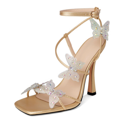 Gold Butterfly Heels – Glamorous Rhinestone Sandals