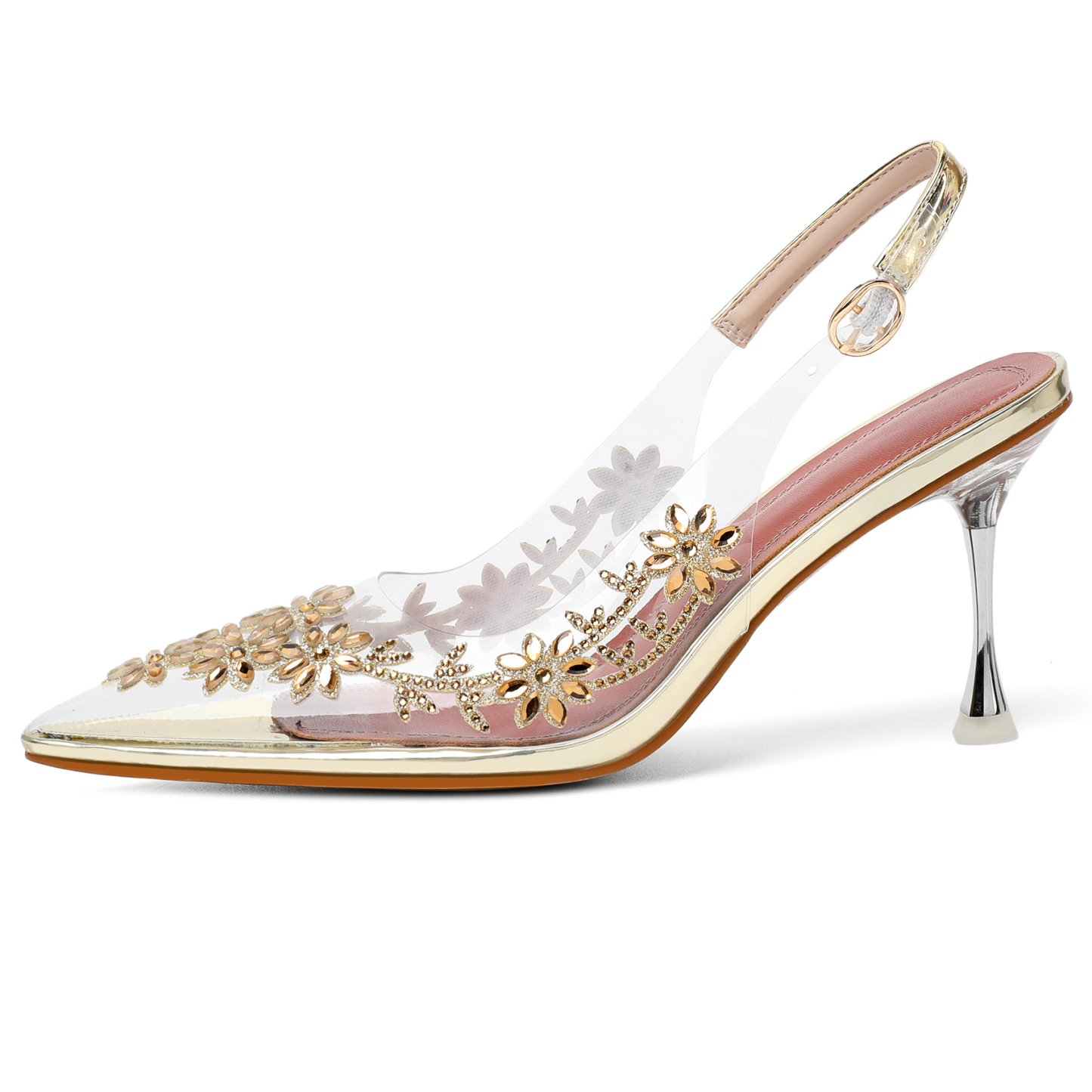 Side view of transparent mule sandal with block heel – SAMMITOP