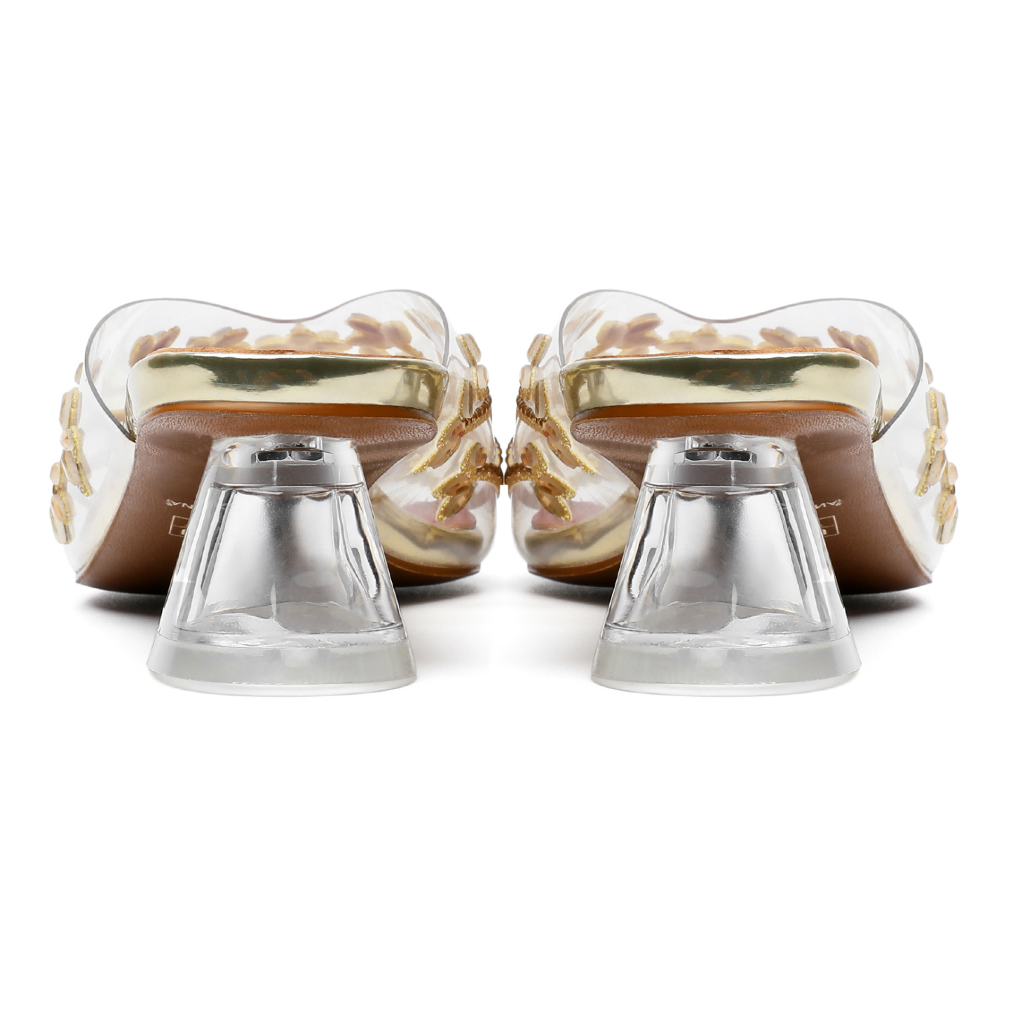 Zoom-in on sparkling rhinestone block heel – SAMMITOP clear sandals