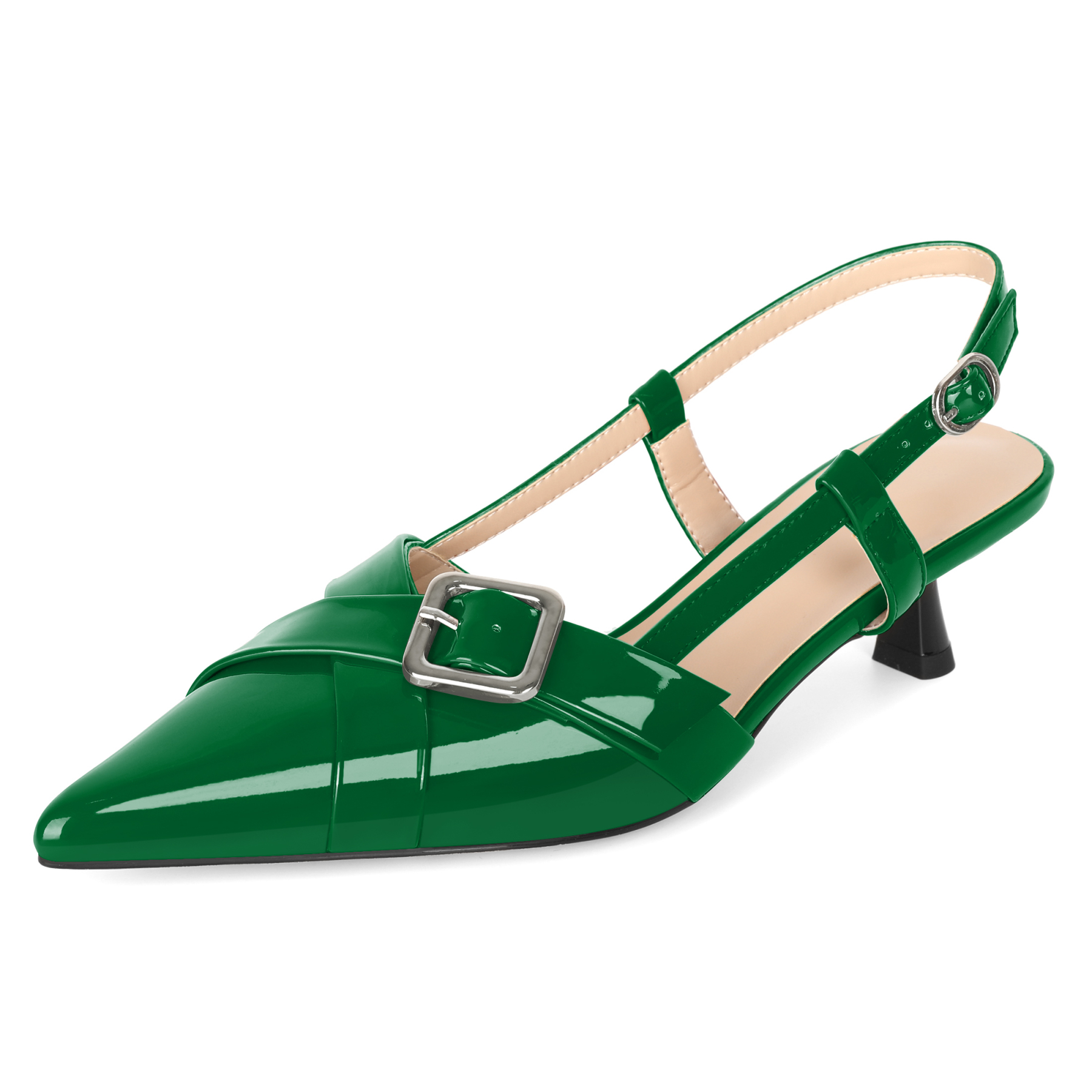 SAMMITOP 1.8 Inch Deep green low heels with stylish contrast