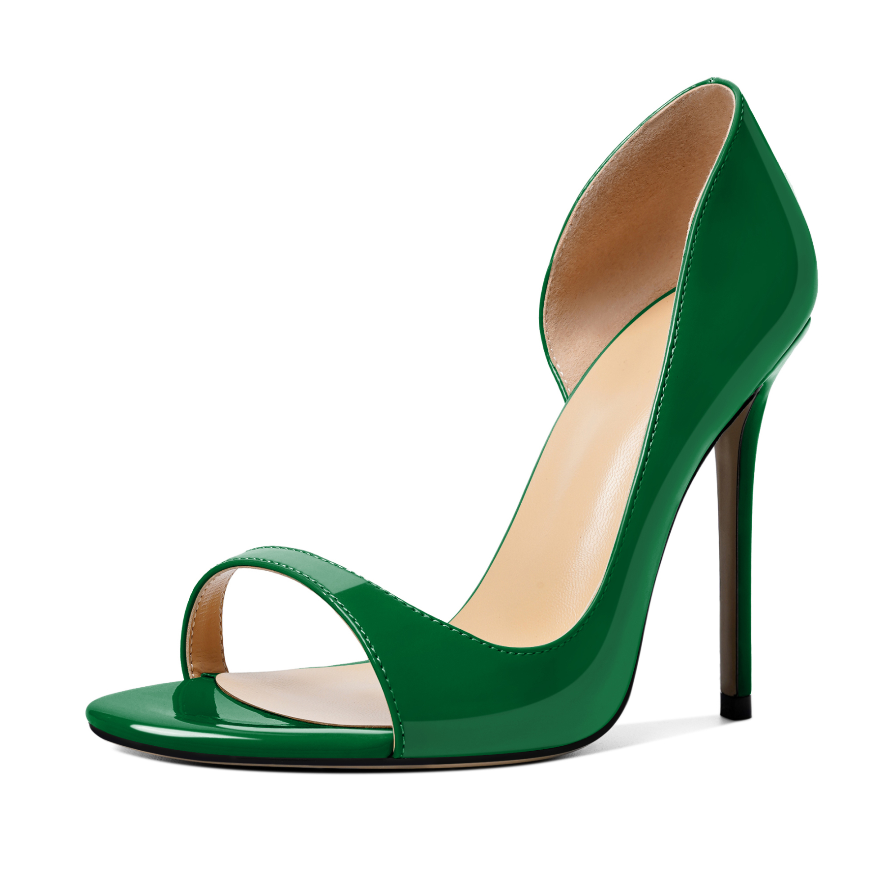 SAMMITOP Emerald green slingback stiletto heels with smooth curve design and 10 cm heel