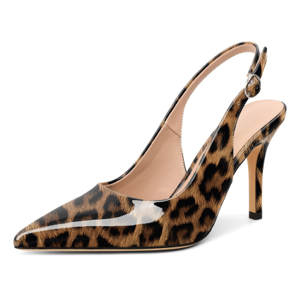 Leopard dress shoes with pointed toe and elegant slingback design