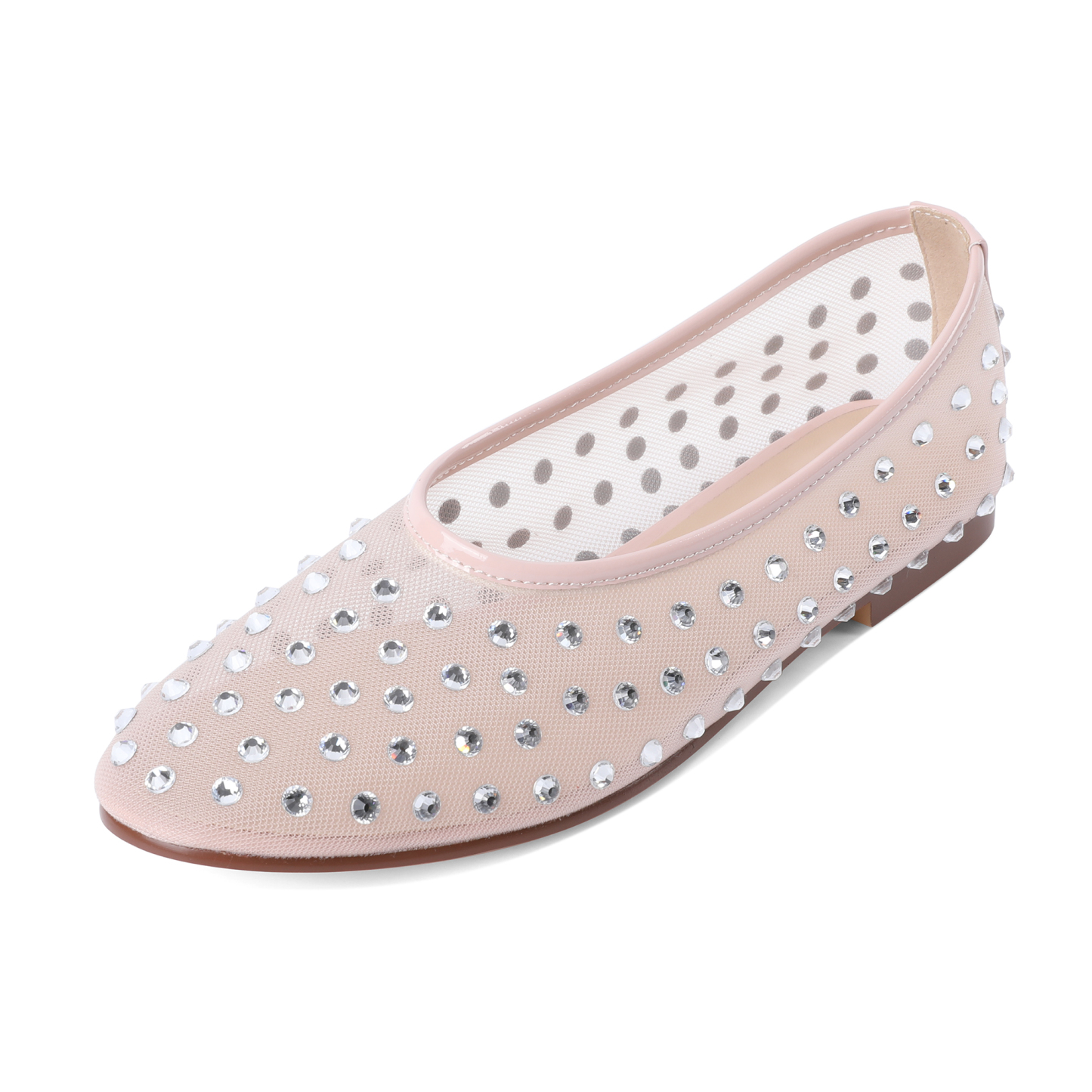 Blush Pink Mesh Flats with Feminine Bow and Glitter Accents