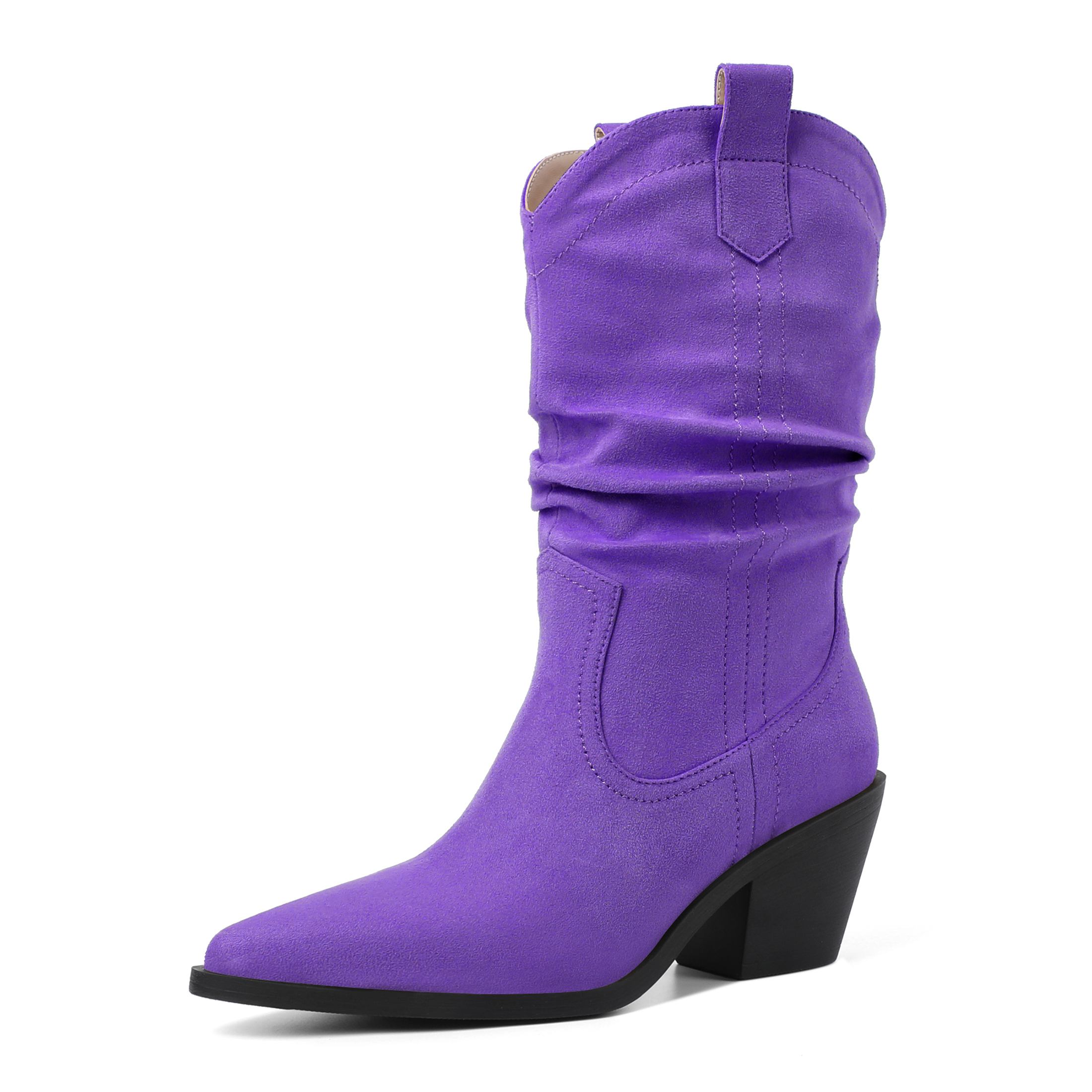 SAMMITOP Purple Western Cowgirl Slouchy Boots for Women