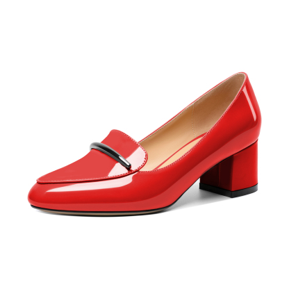 SAMMITOP red slip-on pumps with 2-inch heel and round toe
