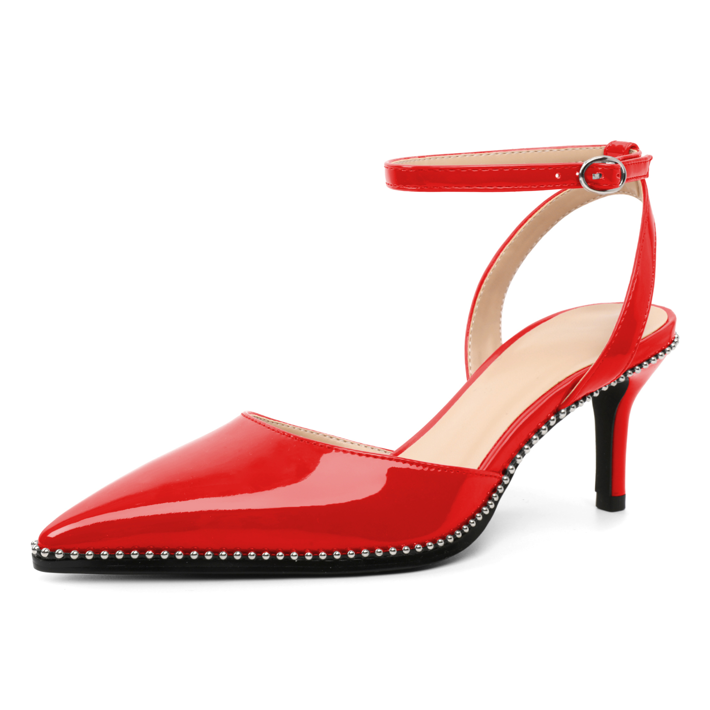 Red slingback party heels with 2.4 inch kitten heel