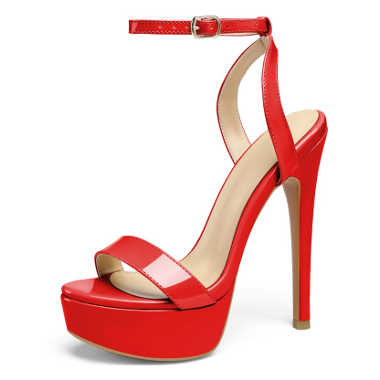 Bold red platform high heels for women – open toe stiletto